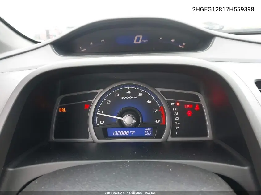 2HGFG12817H559398 2007 Honda Civic Ex