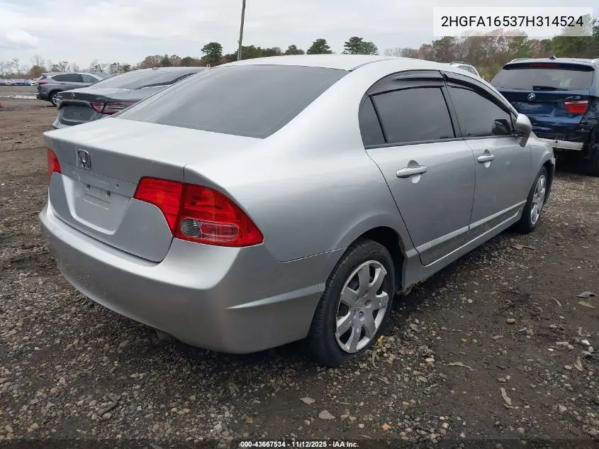 2HGFA16537H314524 2007 Honda Civic Lx