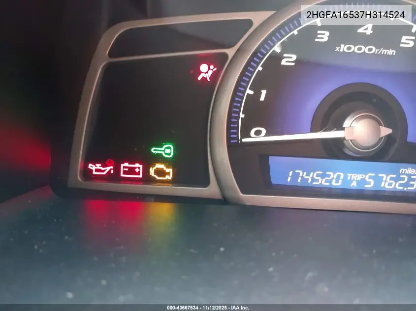 2HGFA16537H314524 2007 Honda Civic Lx