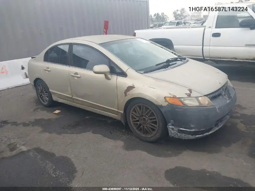 1HGFA16587L143224 2007 Honda Civic Lx