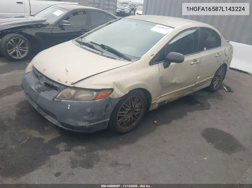 1HGFA16587L143224 2007 Honda Civic Lx