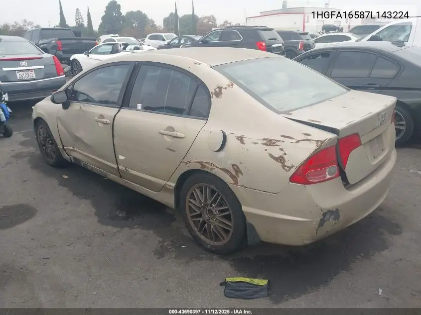 1HGFA16587L143224 2007 Honda Civic Lx
