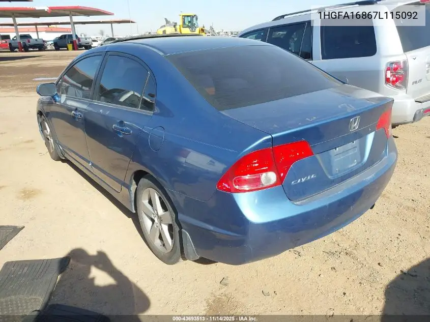 1HGFA16867L115092 2007 Honda Civic Ex