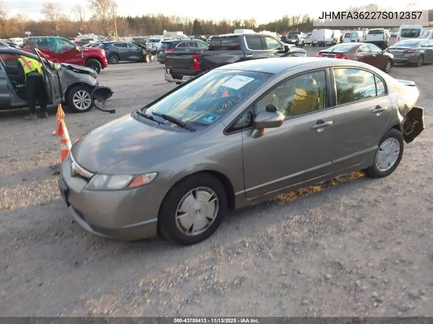 JHMFA36227S012357 2007 Honda Civic Hybrid