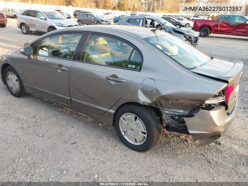 JHMFA36227S012357 2007 Honda Civic Hybrid