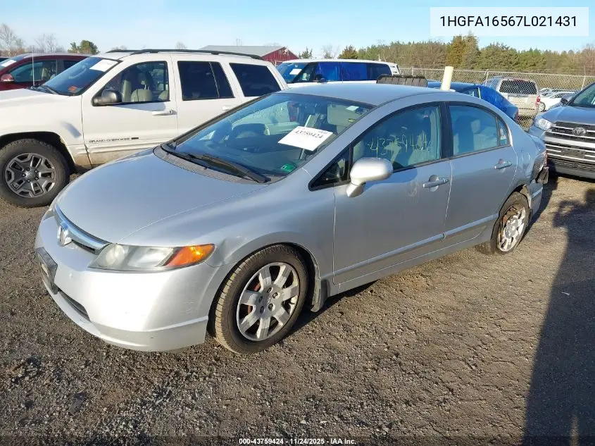 1HGFA16567L021431 2007 Honda Civic Lx