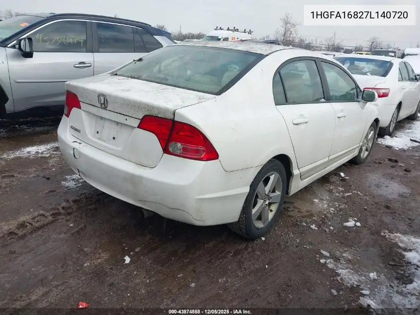 1HGFA16827L140720 2007 Honda Civic Ex