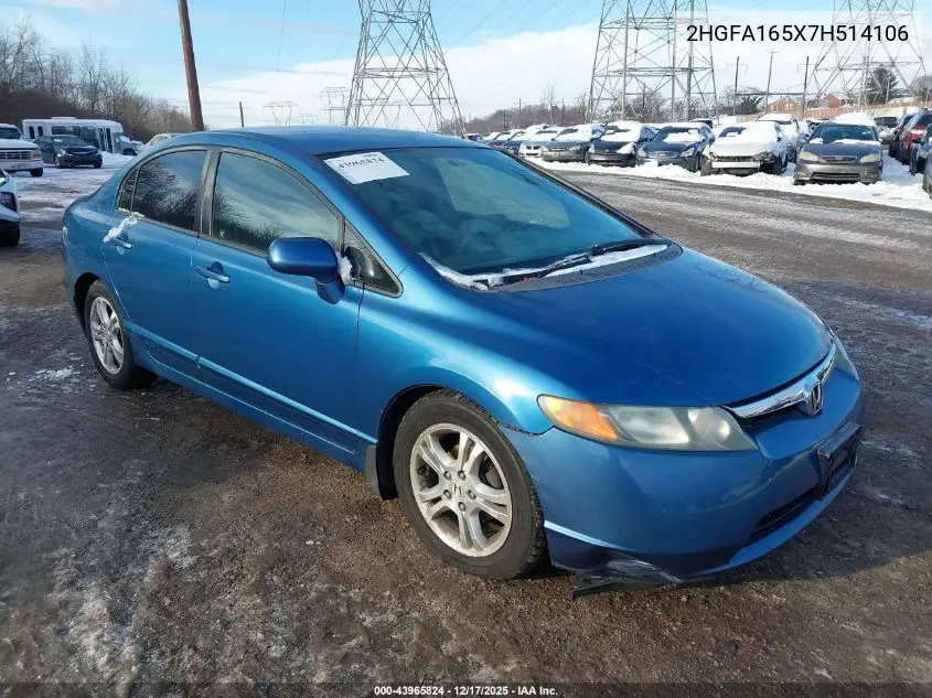 2HGFA165X7H514106 2007 Honda Civic Lx