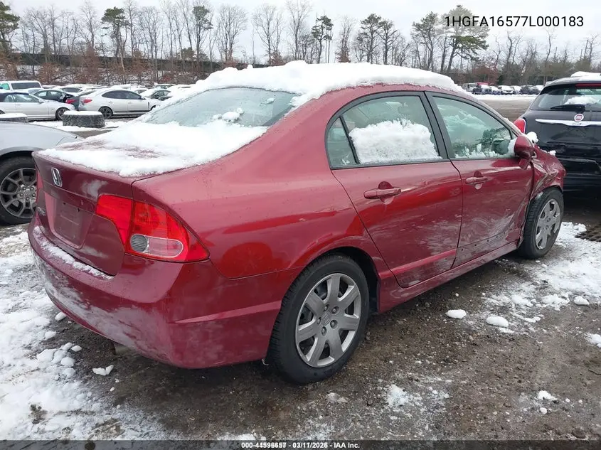 1HGFA16577L000183 2007 Honda Civic Lx