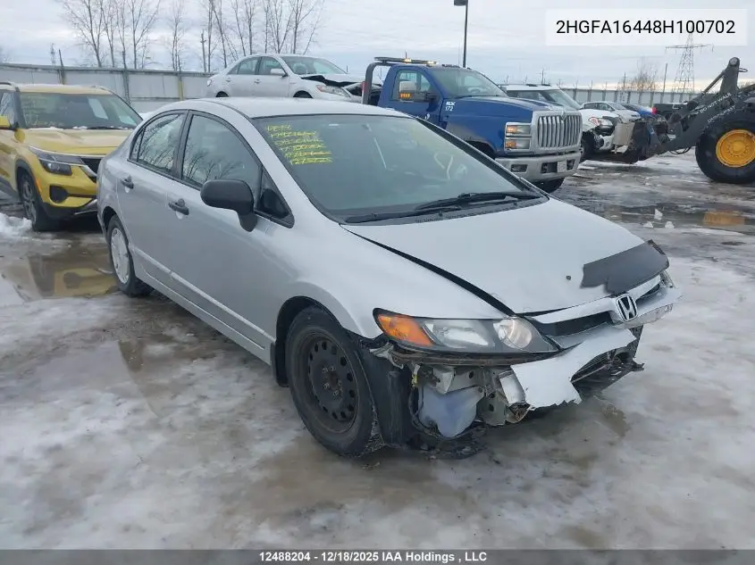 2HGFA16448H100702 2008 Honda Civic Dx-G