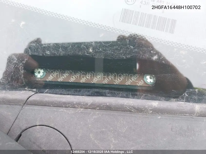 2HGFA16448H100702 2008 Honda Civic Dx-G