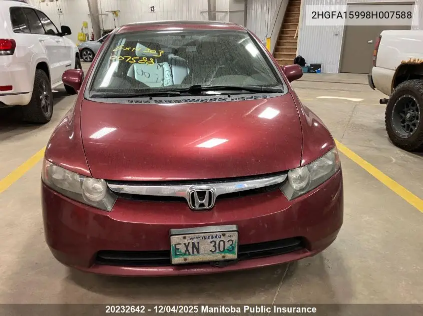 2HGFA15998H007588 2008 Honda Civic Ex-L