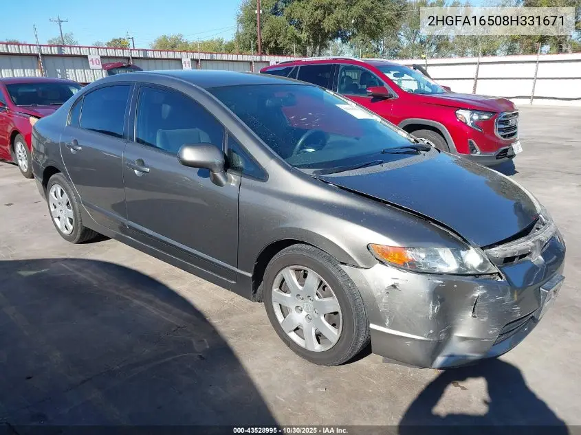 2HGFA16508H331671 2008 Honda Civic Lx