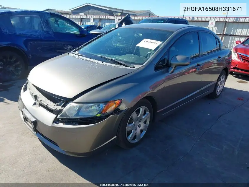 2HGFA16508H331671 2008 Honda Civic Lx