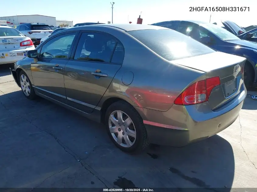 2HGFA16508H331671 2008 Honda Civic Lx