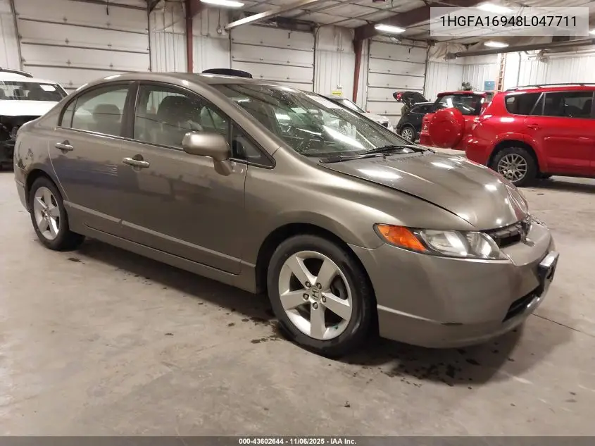 1HGFA16948L047711 2008 Honda Civic Ex-L