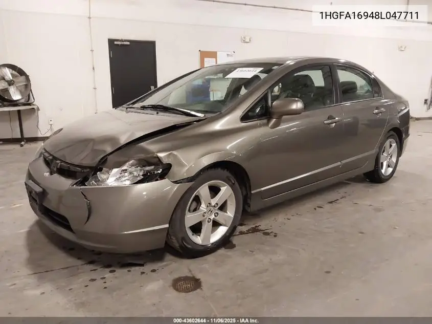 1HGFA16948L047711 2008 Honda Civic Ex-L