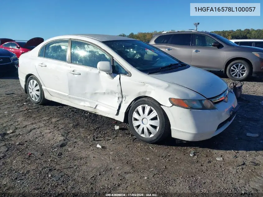 1HGFA16578L100057 2008 Honda Civic Lx
