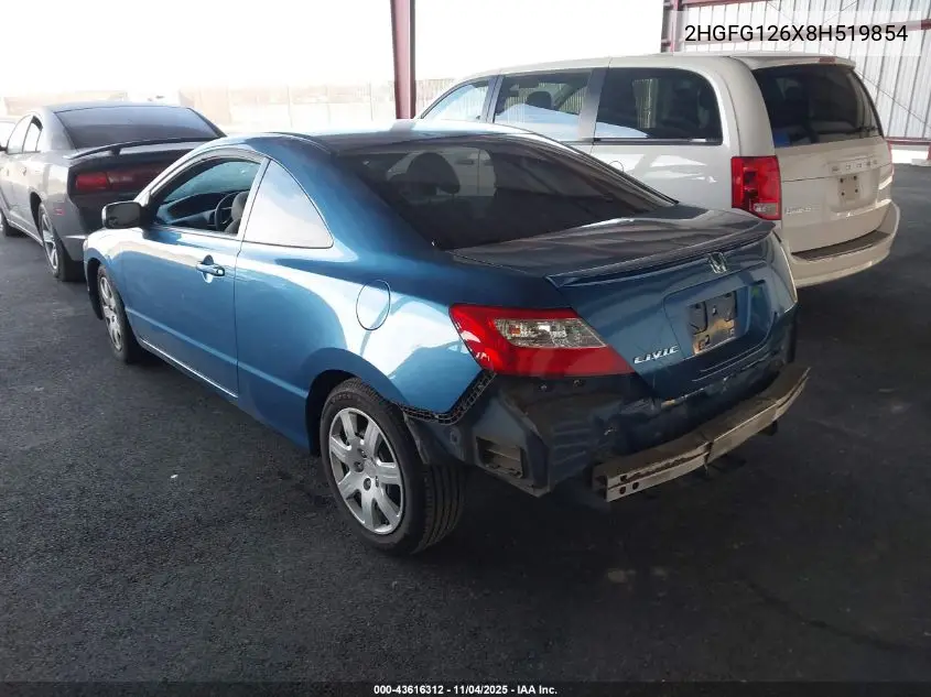 2HGFG126X8H519854 2008 Honda Civic Lx