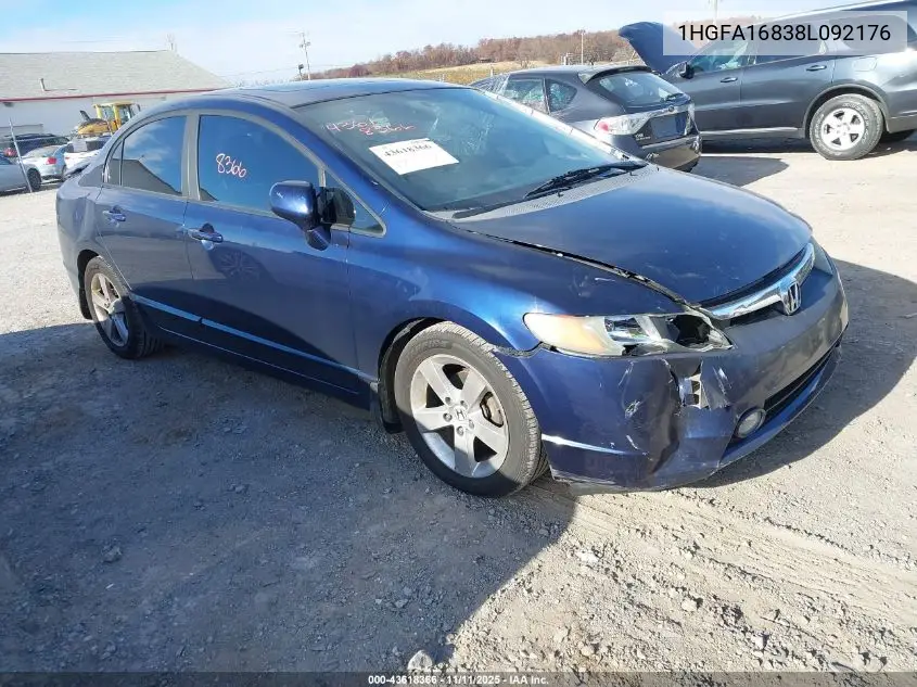 1HGFA16838L092176 2008 Honda Civic Ex