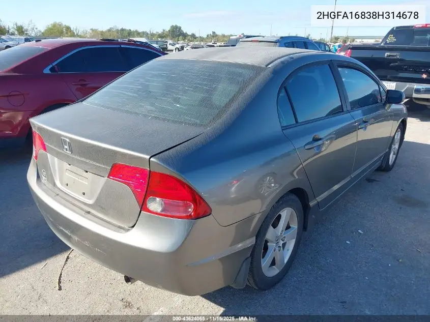 2HGFA16838H314678 2008 Honda Civic Ex