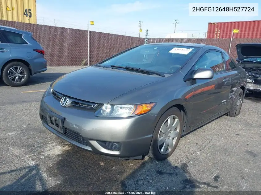 2HGFG12648H527724 2008 Honda Civic Lx