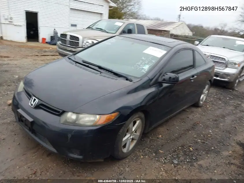 2HGFG12898H567847 2008 Honda Civic Ex