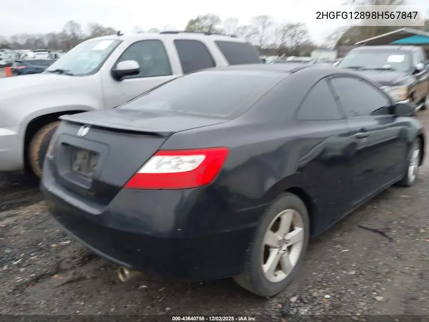 2HGFG12898H567847 2008 Honda Civic Ex