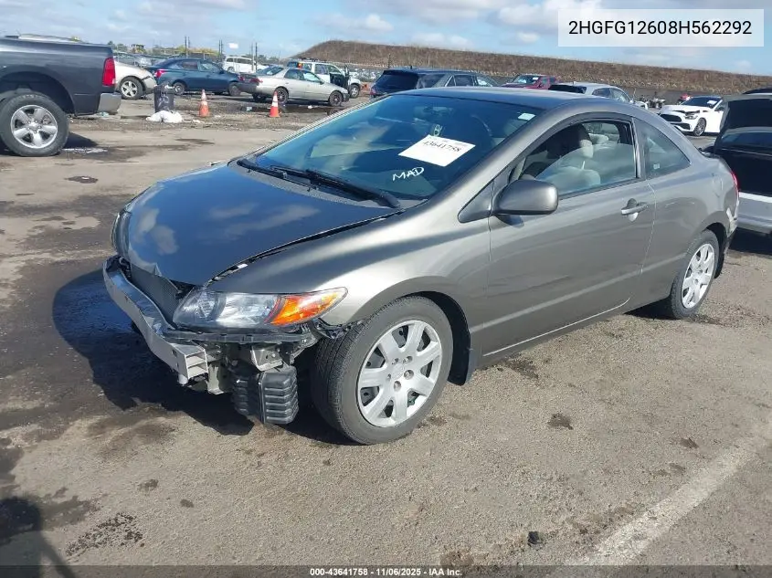 2HGFG12608H562292 2008 Honda Civic Lx