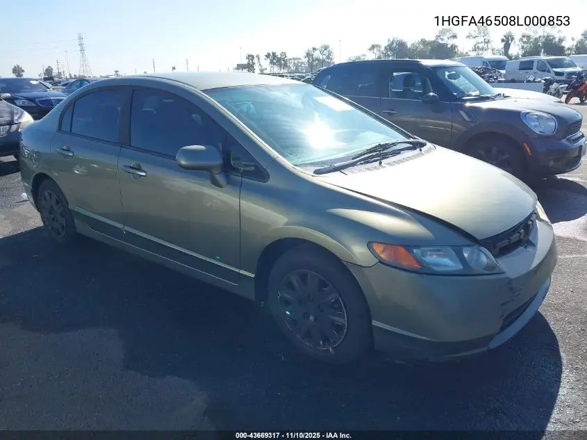 1HGFA46508L000853 2008 Honda Civic Gx