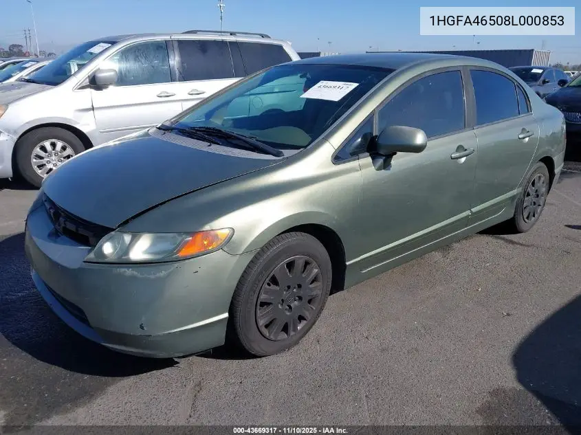 1HGFA46508L000853 2008 Honda Civic Gx