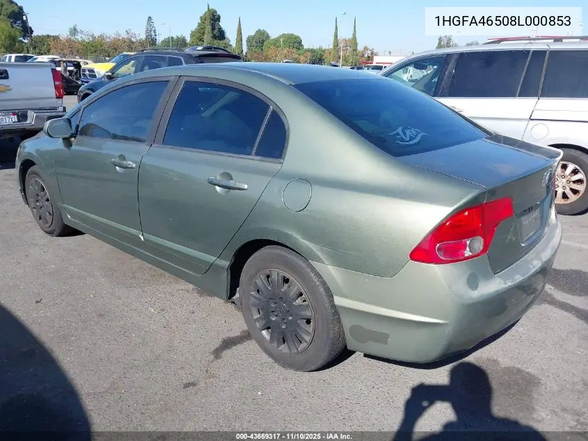 1HGFA46508L000853 2008 Honda Civic Gx