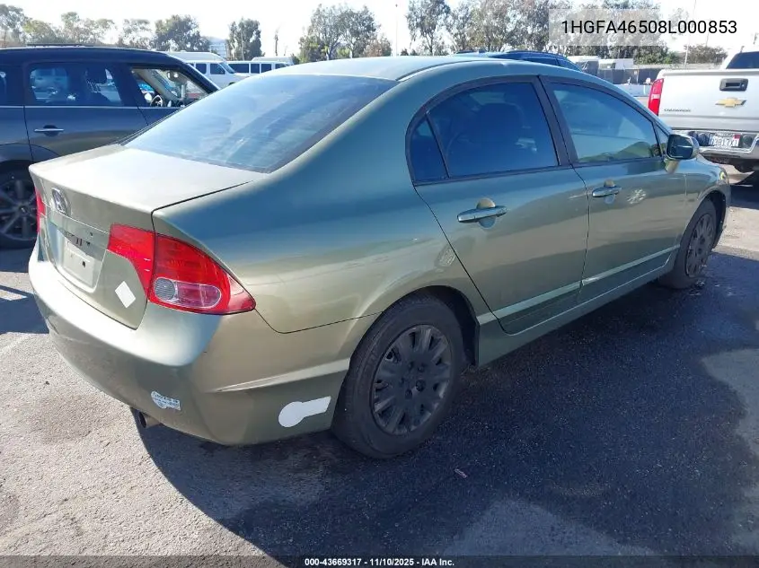1HGFA46508L000853 2008 Honda Civic Gx