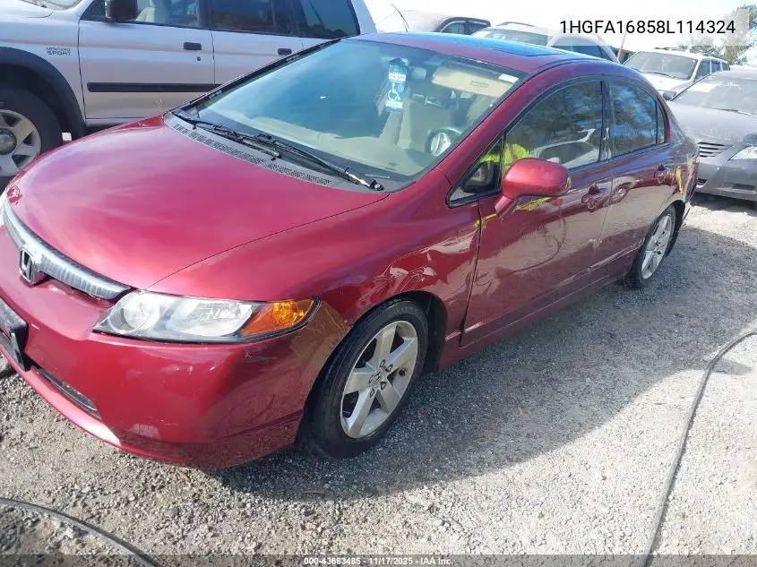 1HGFA16858L114324 2008 Honda Civic Ex