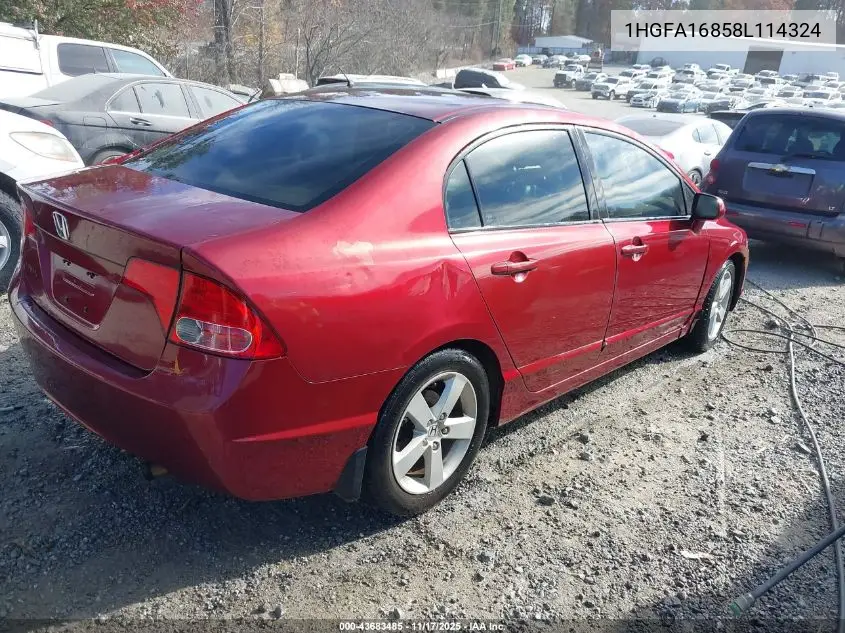 1HGFA16858L114324 2008 Honda Civic Ex