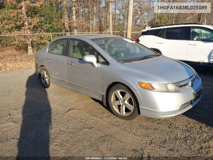 1HGFA16838L025089 2008 Honda Civic Ex