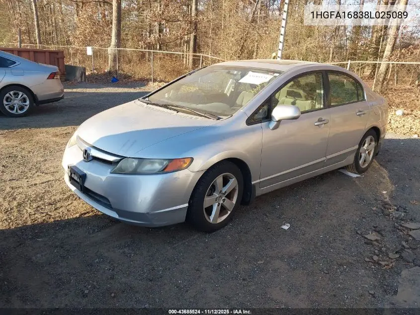 1HGFA16838L025089 2008 Honda Civic Ex