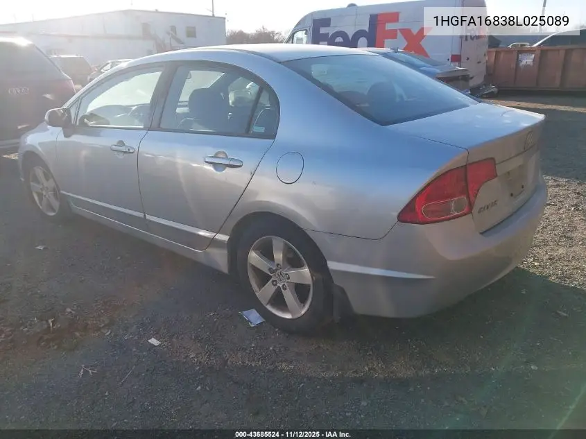 1HGFA16838L025089 2008 Honda Civic Ex