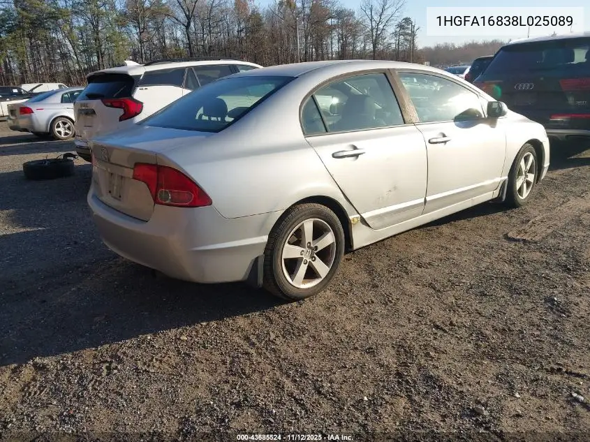 1HGFA16838L025089 2008 Honda Civic Ex