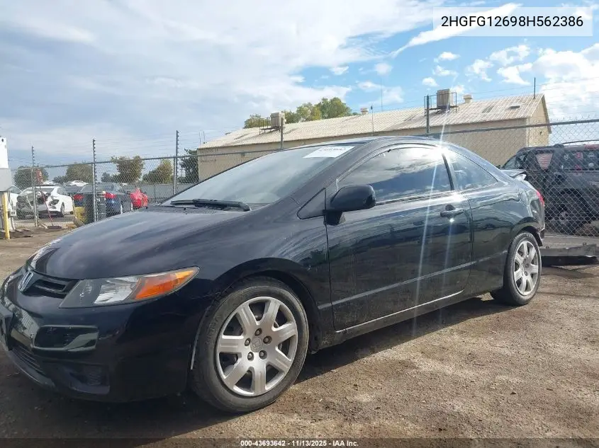 2HGFG12698H562386 2008 Honda Civic Lx