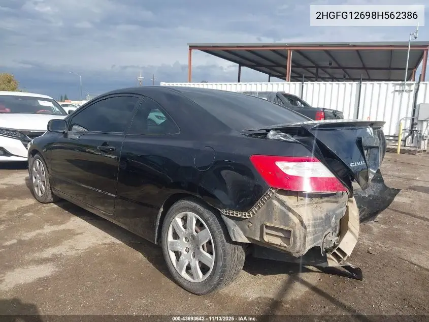 2HGFG12698H562386 2008 Honda Civic Lx