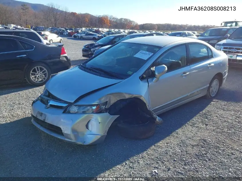 JHMFA36208S008213 2008 Honda Civic Hybrid