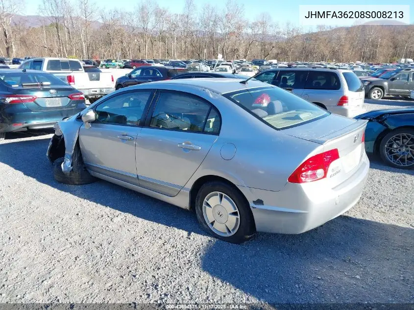 JHMFA36208S008213 2008 Honda Civic Hybrid