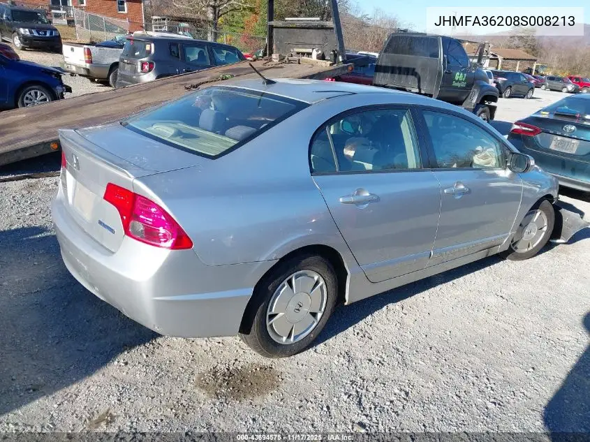 JHMFA36208S008213 2008 Honda Civic Hybrid