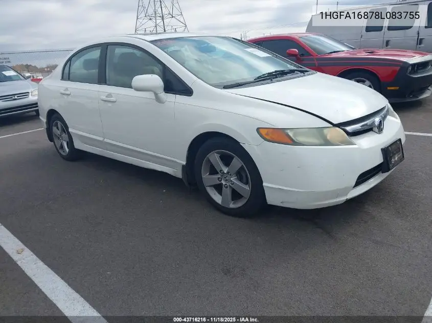 1HGFA16878L083755 2008 Honda Civic Ex