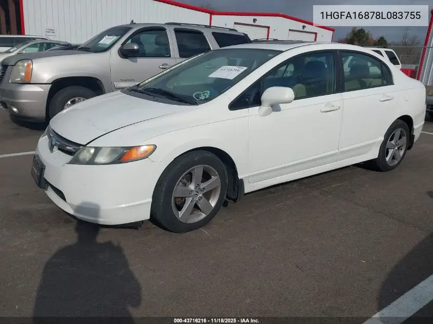 1HGFA16878L083755 2008 Honda Civic Ex