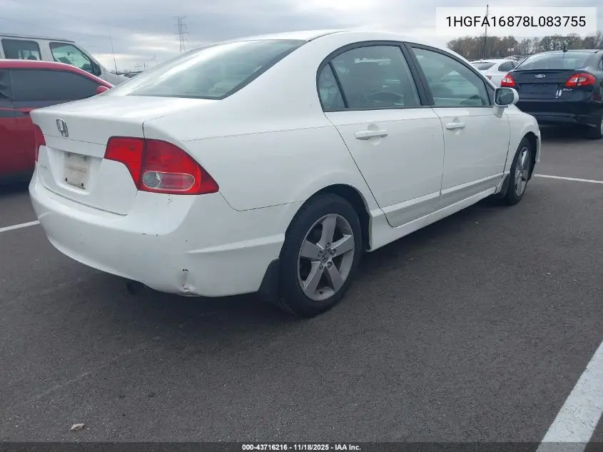1HGFA16878L083755 2008 Honda Civic Ex