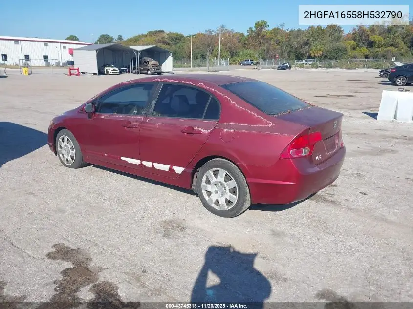 2HGFA16558H532790 2008 Honda Civic Lx