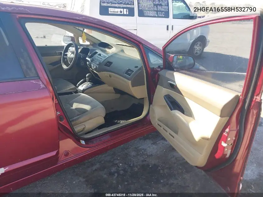2HGFA16558H532790 2008 Honda Civic Lx