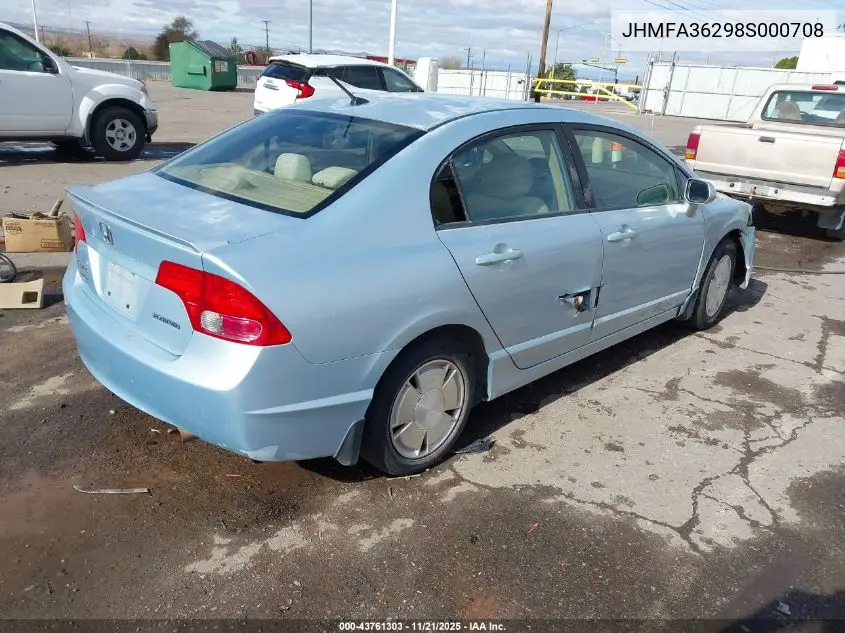 JHMFA36298S000708 2008 Honda Civic Hybrid
